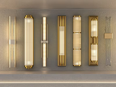 Modern Wall Lamps With Vertical Design Metal Frames And Glass Decorative Stripes 3d model