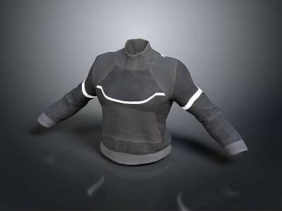 Gray Turtleneck Sweater Featuring White Stripes On Sleeves For Casual Daily Use 3d model