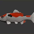 Red And Silver Metallic Fish Decorative Model Artwork Featuring Shiny Surface 3d model
