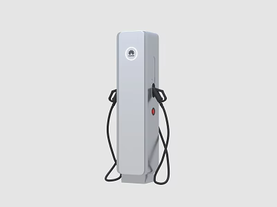 Modern White Vertical Electric Vehicle Charger With Dual Charging Cables 3d model