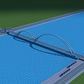 Modern Arch Bridge Structure Spanning Blue Waterway With Road Lanes Design 3d model