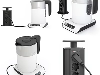Modern Daily Electrical Appliances Collection With Electric Kettle Power Strip And Coffee Maker 3d model