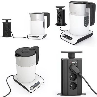 Modern Daily Electrical Appliances Collection With Electric Kettle Power Strip And Coffee Maker 3d model