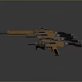 Three Different Sizes Yellow And Black Toy Weapon Models With Design Details