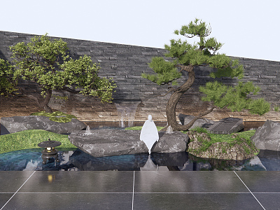 New Chinese style landscape sketch dry landscape courtyard landscape stone courtyard sketch pine model