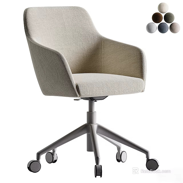 Modern Fabric Office Chair With Ergonomic Armrests Swivel Base Rolling Casters Multiple Color Choices 3d model 