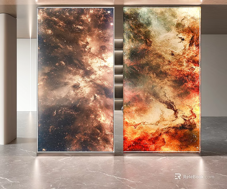 Elegant Modern Background Wall With Luxury Abstract Pattern And Glossy Metallic Design 3d model 