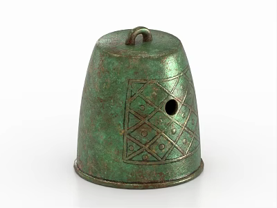 Bronze Bell Bronze Hanging Bell Antique Clock Bronze Relic Clock 3d model
