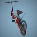 Two Red Foldable Bicycles With Black Seats Sturdy Frames And Urban Style 3d model
