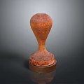 Brown Wooden Object With Rounded Top Tapering Body Circular Base And Natural Wood Grain