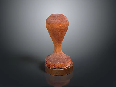 Brown Wooden Object With Rounded Top Tapering Body Circular Base And Natural Wood Grain 3d model