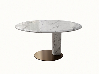 Modern Dining Table Simple Round Marble Dining Table 3d model