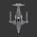 Silver Futuristic Sci-Fi Spaceship With Streamlined Design Cockpit Yellow Accents And Reflection On Dark Background