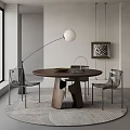 Round Wooden Dining Table Set With Transparent Acrylic Chairs Floor Lamp And Gray Wall