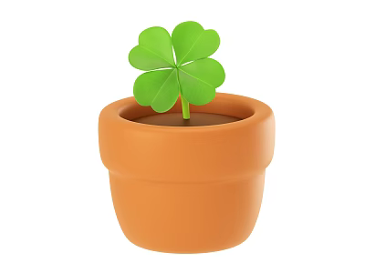 Cartoon four-leaf clover plant potted 3d model Cartoon four-leaf clover plant potted 3d model