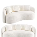 Comfortable White Plush Multi Person Sofa With Soft Pillows And Curved Design