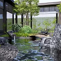 Japanese Courtyard Atrium Courtyard View 3d model