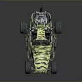 Military Camouflage Tank With Large Cannon And Heavy Tracked Wheels Design