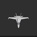 White Fighter Jet 3D Model Displayed in Front View Against Black Background 3d model