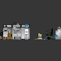 Office Furniture In Cubicle With Desk Chair Cabinet Printer Water Dispenser And Boxes