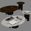 Modern Coffee Tables Featuring Marble And Dark Surfaces Metal Bases With Books Trays