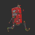 Red Pizza Time Vending Machine Featuring Walking Robot Design Commercial Equipment