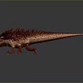Fierce Red Spiked Reptile Creature Featuring Sharp Teeth Clawed Legs And Textured Scales 3d model