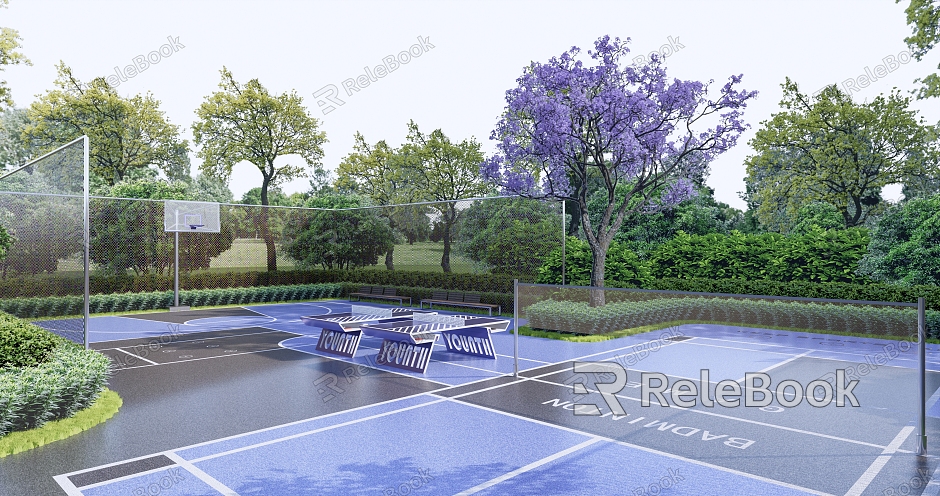 Modern Park Fitness Area Outdoor Courts model