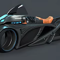 Futuristic Black Motorcycle With Blue Accents Leather Seat And Sleek Design