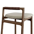 Modern Wooden Bar Stools With Leather And Fabric Seats And Woven Armrests