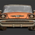 Orange Rusted Vintage Classic Car With Retro Design And Reflective Surface