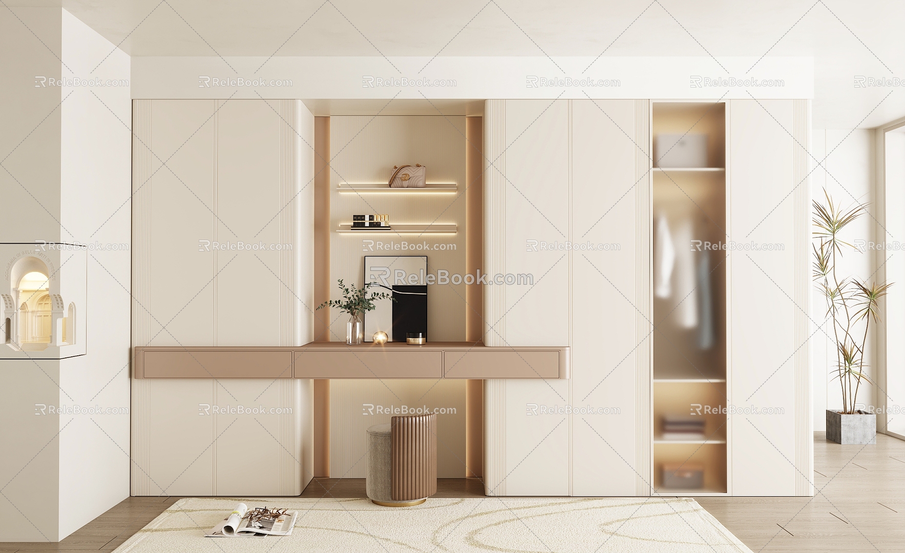 Cream style wardrobe 3d model