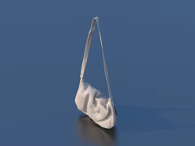 Stylish White Woven Handbag With Adjustable Shoulder Strap And Simple Design 3d model