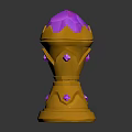 Golden Decorative Home Ornament with Purple Crystal Top and Shiny Golden Detailing