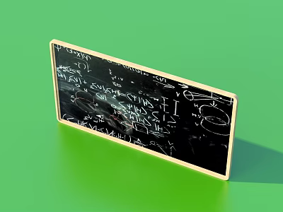 Decorative Household Blackboard With Green Background And White Handwritten Notes Symbols For Daily Use 3d model