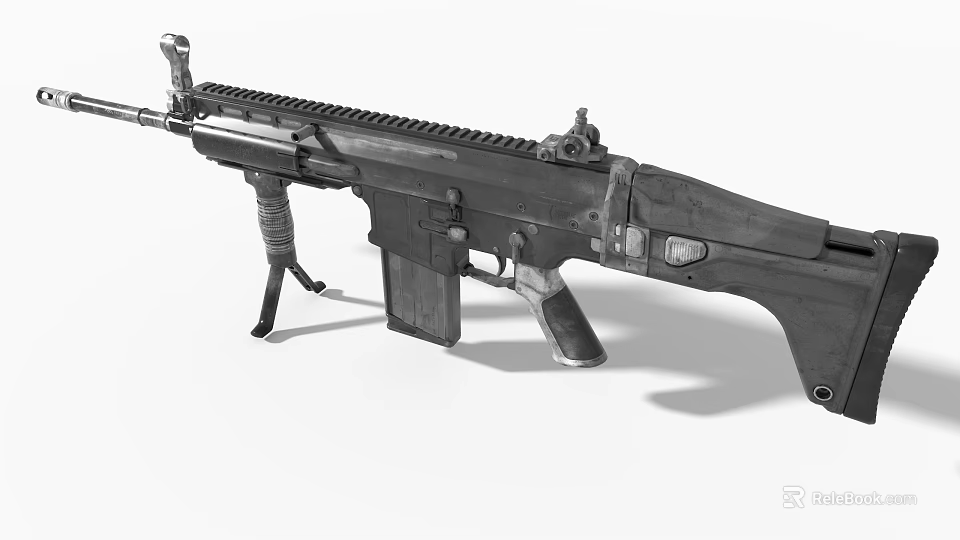 Game Movie Character Holding Tactical Assault Rifle With Rail System And Magazine 3d model 