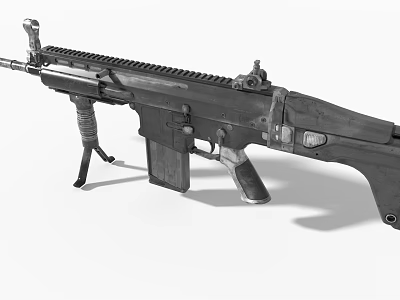 Game Movie Character Holding Tactical Assault Rifle With Rail System And Magazine 3d model