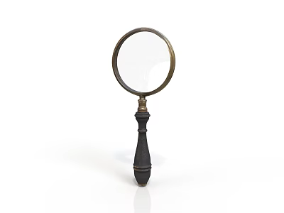 Vintage Magnifying Glass With Brass Frame And Black Handle For Reading And Household Use 3d model