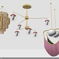 Modern Design Chandeliers For Home Decor With Gold Frame Pink Shades And Tassel Details