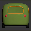 Green Cube Shaped Compact Car With Orange Lines And Red Accents 3d model