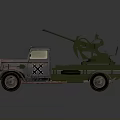 Vintage Military Truck Featuring Large Green Artillery Mount And Detailed Front Design