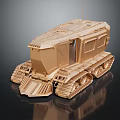 Golden 3D Rendered Tank Model With Modern Design And Metallic Tracks