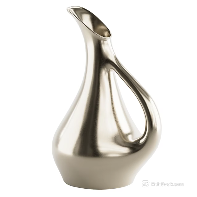 Contemporary Silver Teapot With Smooth Curved Body And Stylish Handle For Tea Time 3d model 