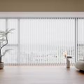 Bright Spacious Room Interior With White Window Blinds Wooden Floor Accent Chair And Potted Plant