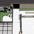 Modern Garden Patio With Greenery Walls Cat Tree And Black Cat On Stone Floor
