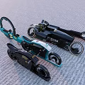 Futuristic C COM Motorcycles With Black And Teal Streamlined Body Unique Wheels Modern Design