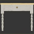 Rustic White Console Table with Light Wood Top Single Drawer and Turned Legs Design