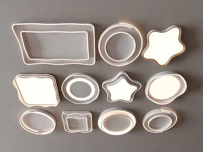 Modern Design Ceiling Lights with Various Shapes Rectangular Round Star Oval Square 3d model
