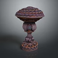 Decorative Ornament Set With Intricate Carved Design Dark Colored Elegant Base And Ornate Lid