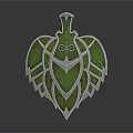 Decorative Leaf Shaped Weapon Featuring Green Intricate Design And Metallic Edges 3d model